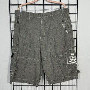 Red Ape Cargo Shorts Mens 38 Gray Y2K‎ 90s Baggy Skater Streetwear Grunge Cotton